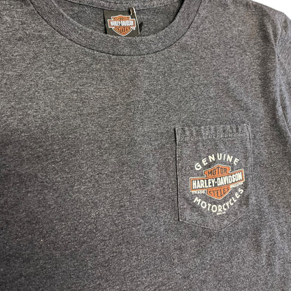 Y2K Okoboji Harley Davidson Chest Pocket Tee