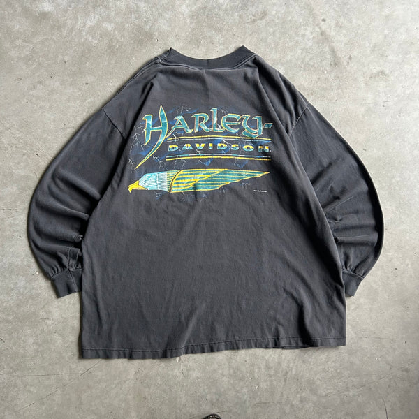 Vintage 90s Harley Davidson Graphic Pocket Tee Longsleeve T Shirt