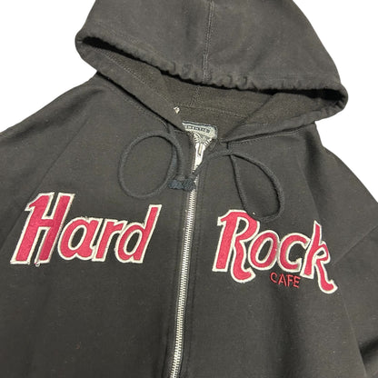 Y2K Hard Rock Cafe Black Spell-Out Zip Up Hoodie