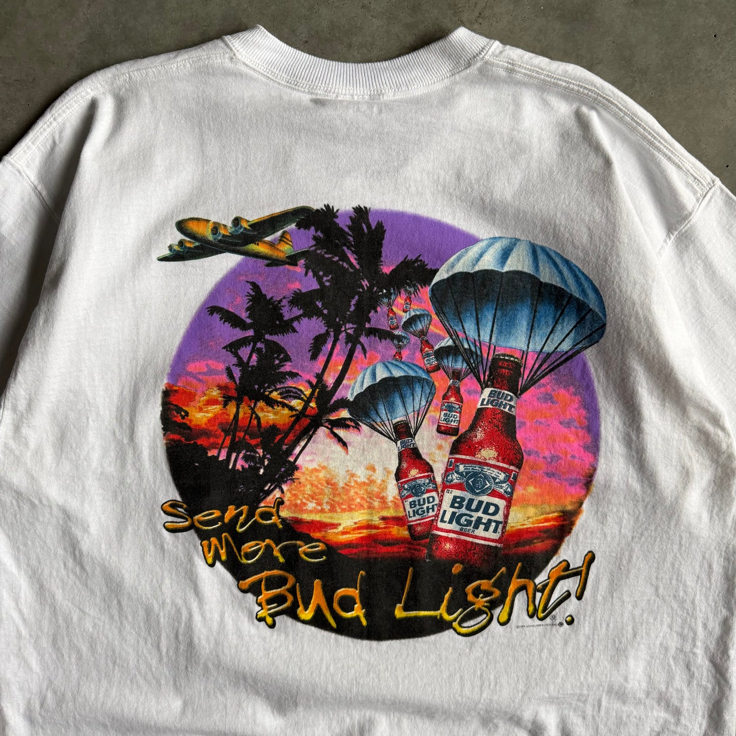 Vintage Bud Light ‘Stranded Send More Bud Light’ T Shirt