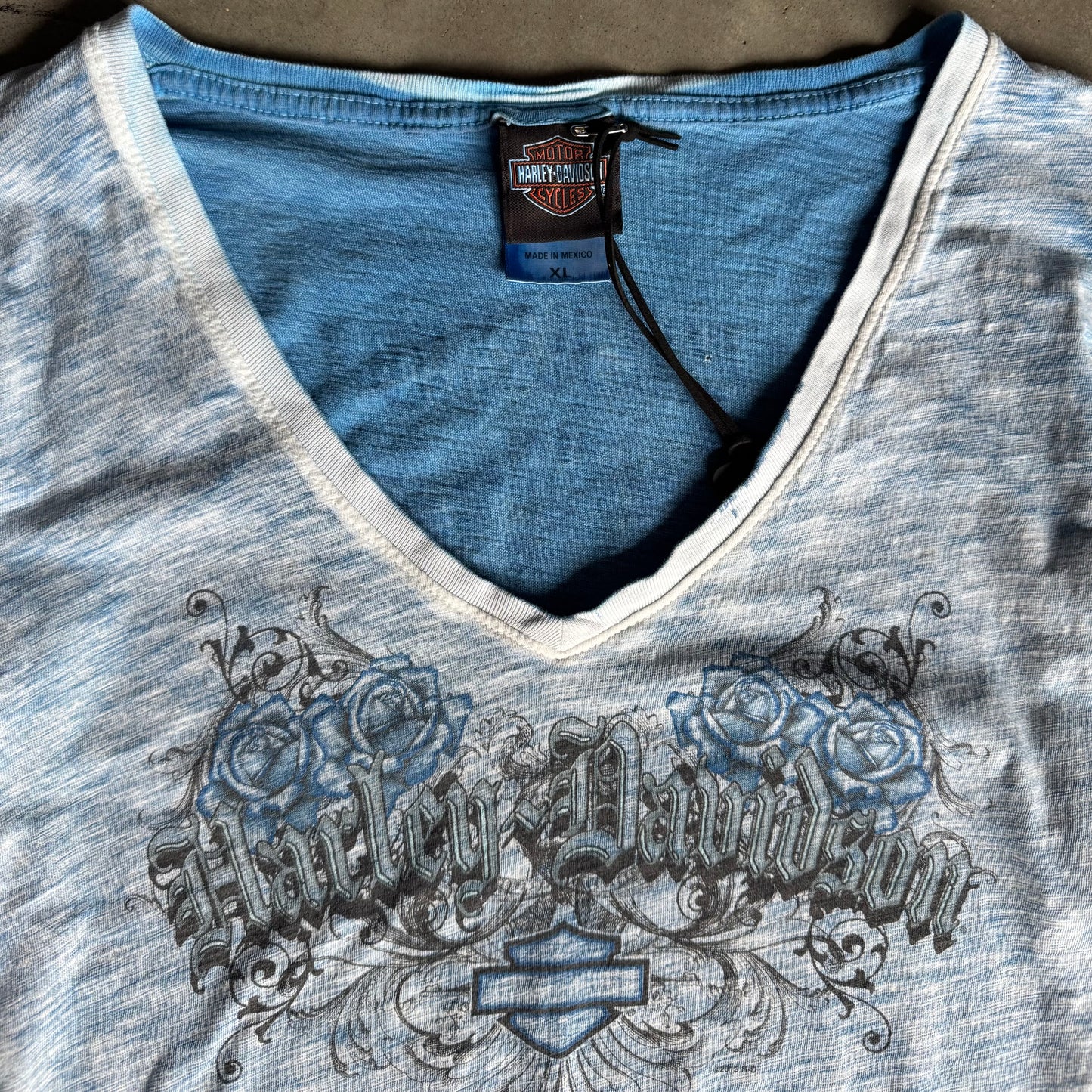 Women’s Harley Davidson Blue Acid Wash Long Sleeve