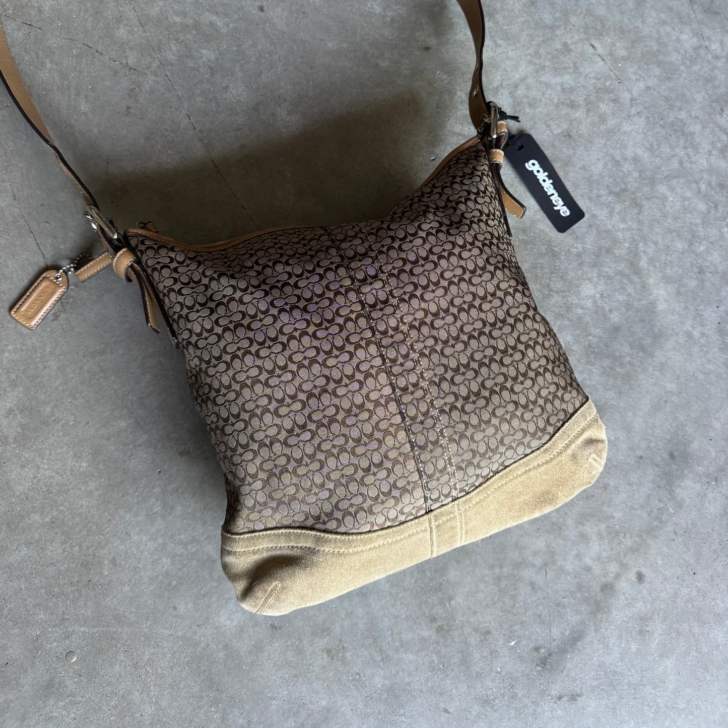 Y2K Coach Jacquard Suede Hobo Shoulder Bag