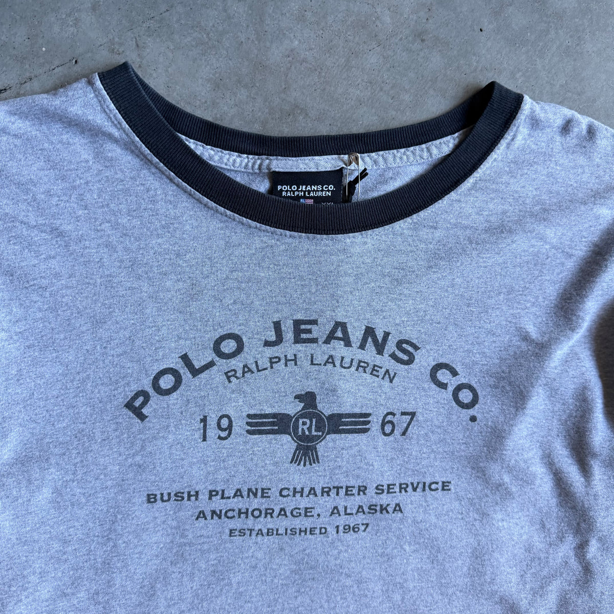 Polo Jeans Co Logo & Spell-Out Gray Longsleeve