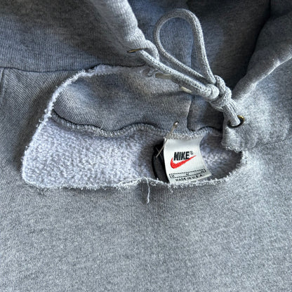 Vintage Nike Grey & Black Thrashed Mini Swoosh Hoodie