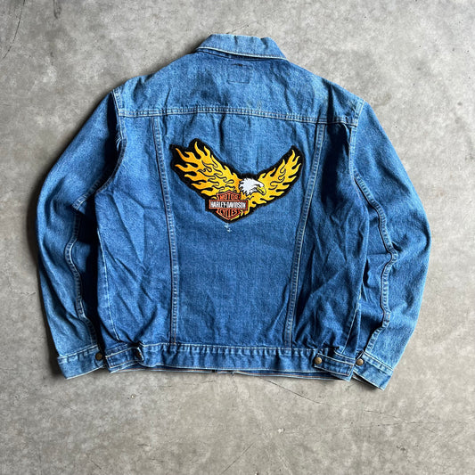 Vintage Big Harley Davidson Patch Denim Jacket