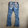 Women’s Rock Revival Ruby Boot Cut Flair Jeans With Plaid Peak Outs