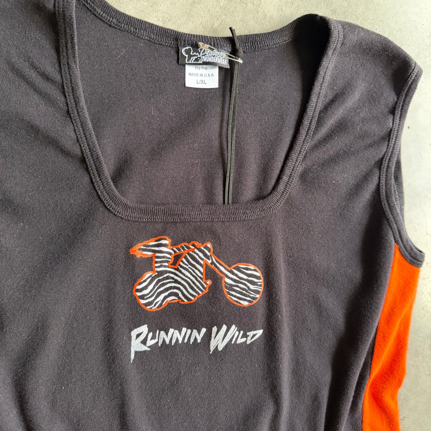 Y2K Running Wild Motor Tank Orange/Black