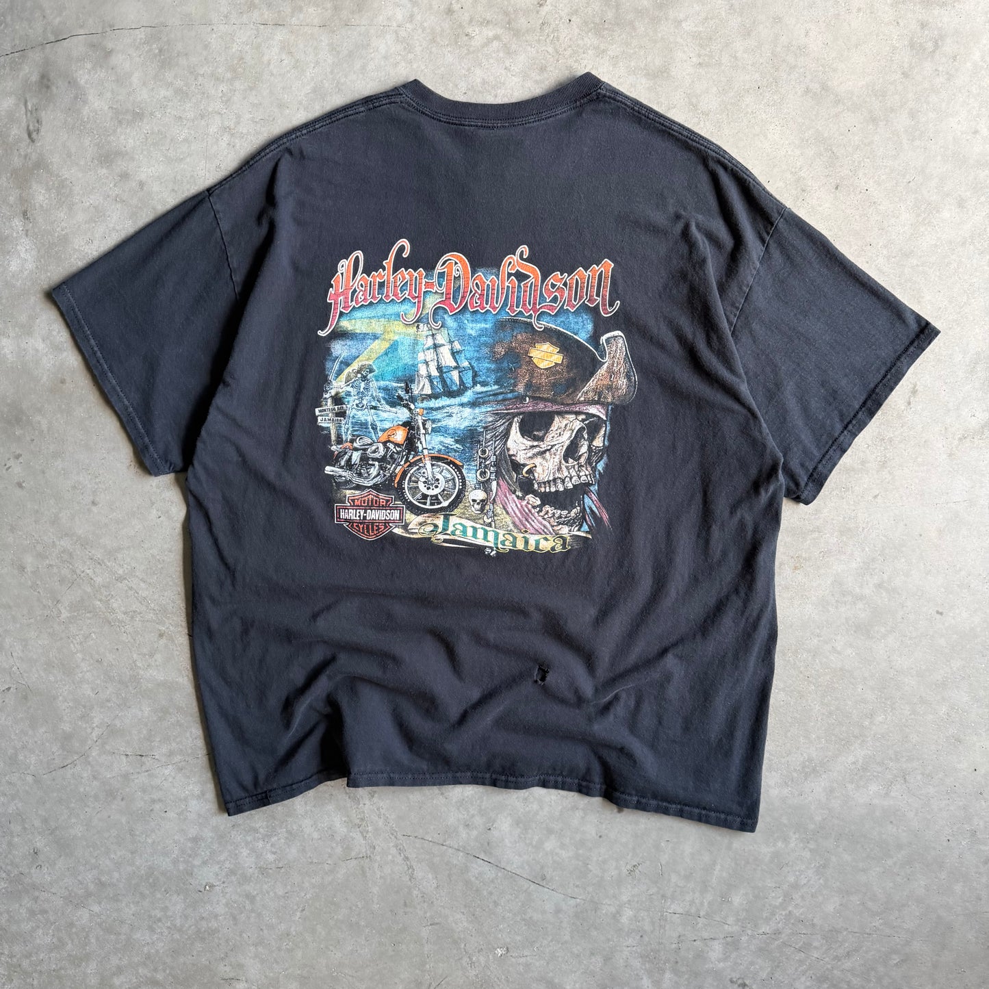 Harley Davidson Jamaica Skeleton Pirate T Shirt