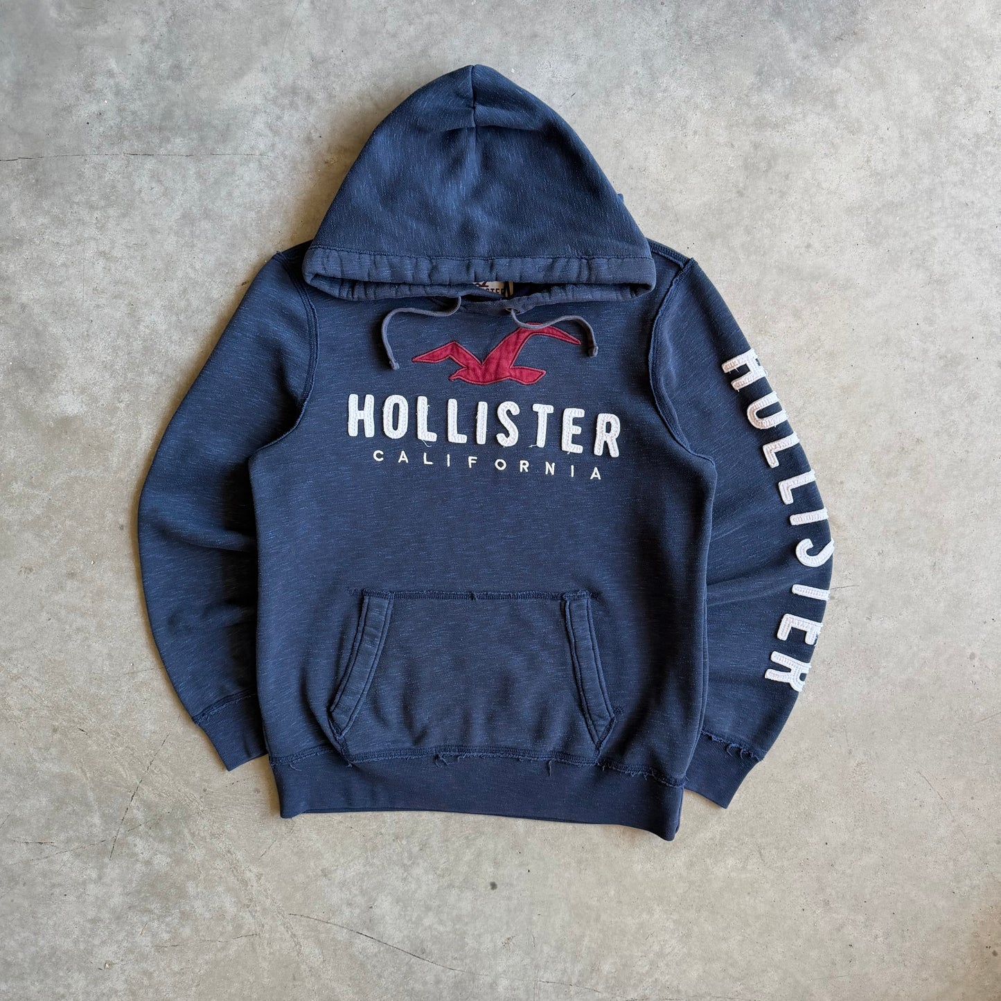Y2K Hollister Blue Slub Logo Embroidered Hoodie