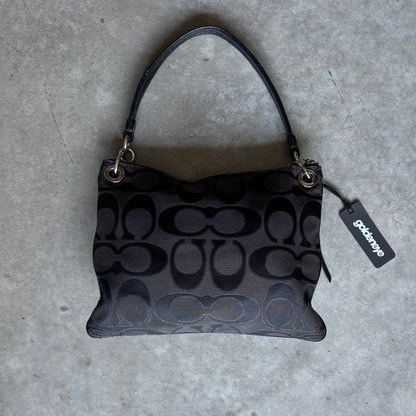 Coach Poppy Signature Shoulder Bag Black/Metallic