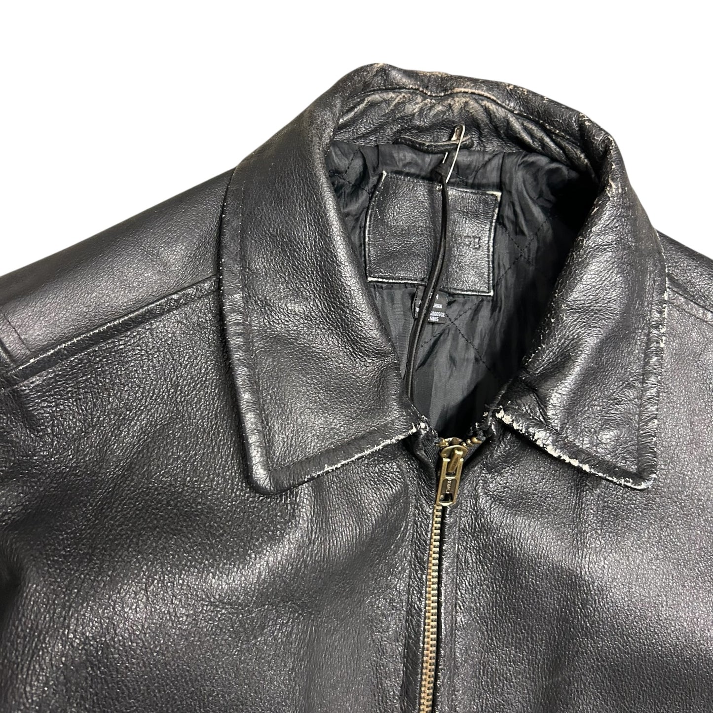 Vintage Knightsbridge Distressed Black Leather Jacket
