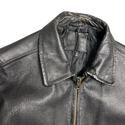 Vintage Knightsbridge Distressed Black Leather Jacket