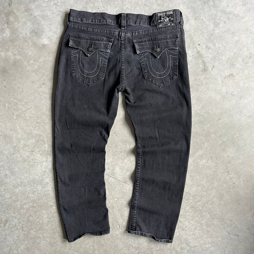 Y2K True Religion Black Ricky Straight Relaxed Fit Jeans
