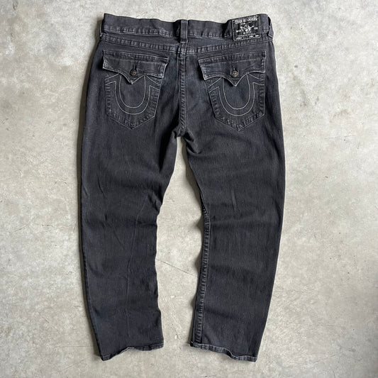 Y2K True Religion Black Ricky Straight Relaxed Fit Jeans