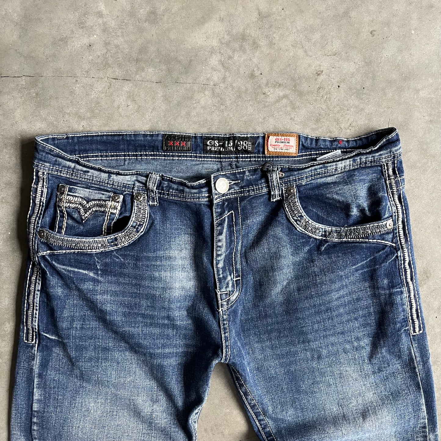 Y2K GS-115 Straight Leg Contrast Stitch Jeans