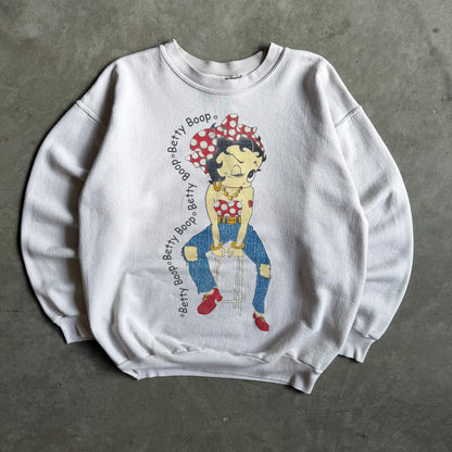 Women’s Vintage Betty Boop Americana White/Red Graphic Crewneck