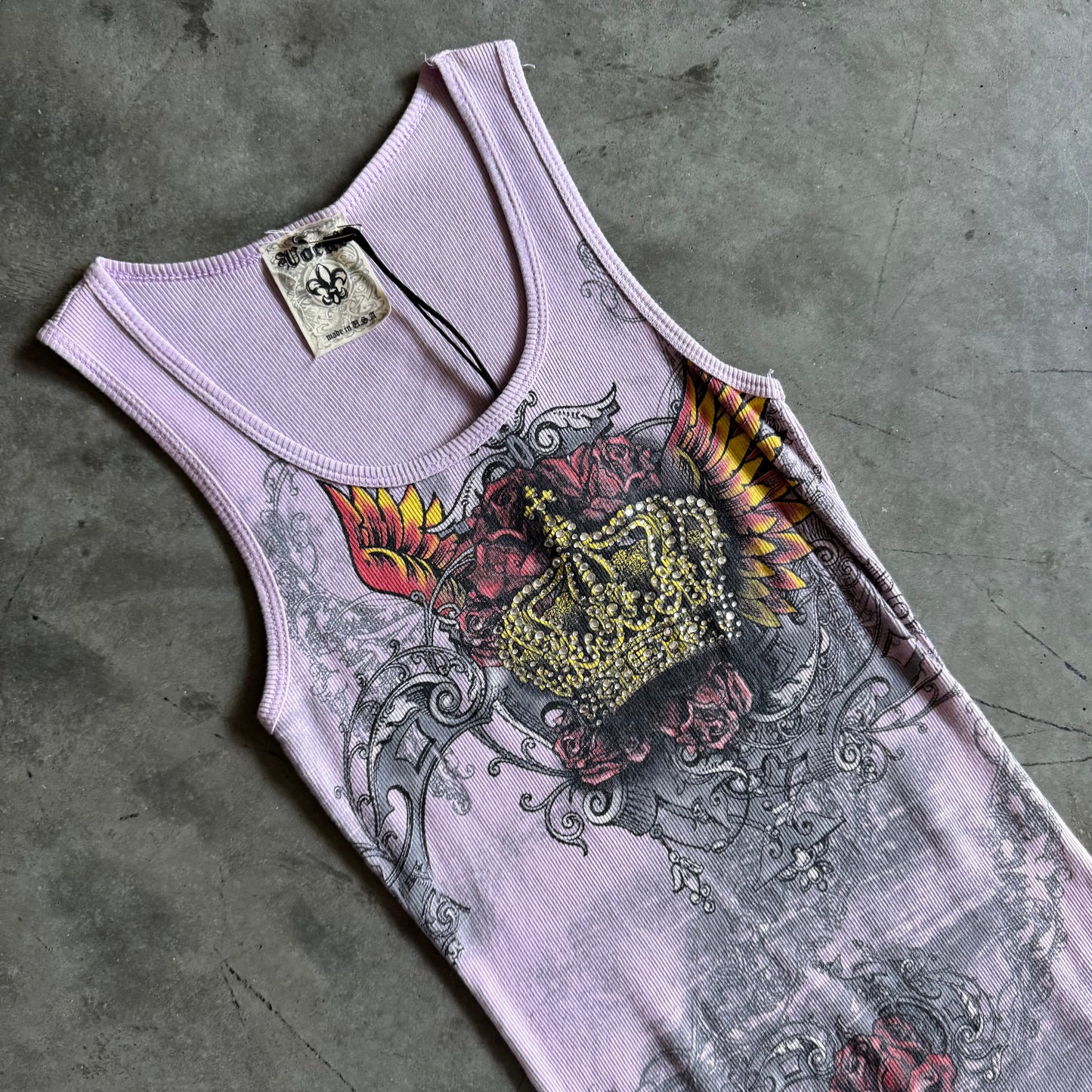 Y2K Vocal Pink Tattoo Rhinestone Grunge Tank