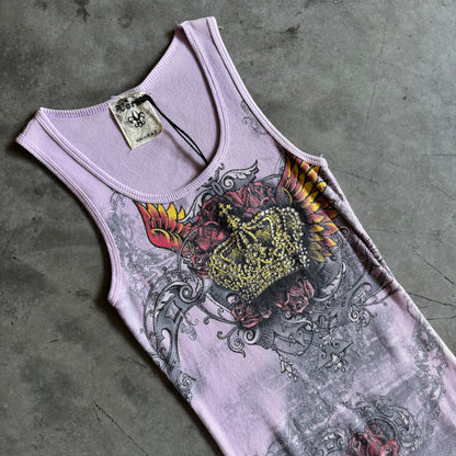 Y2K Vocal Pink Tattoo Rhinestone Grunge Tank