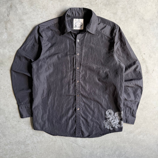 Y2K Level 10 Black Stripe La Fluer Button Up Shirt
