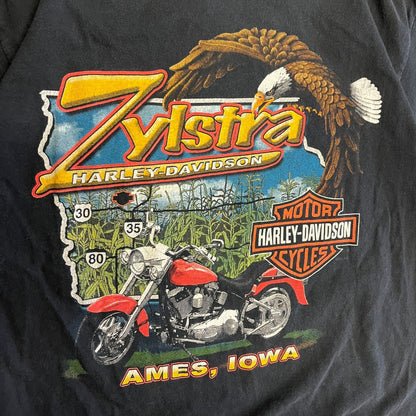 Y2K Harley Davidson Flame Emblem Pocket Tee Zylstra