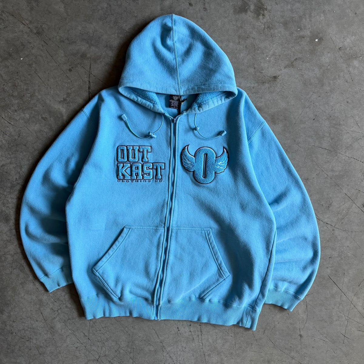 Y2K Outcast Clothing Baby Blue Letterman Hoodie