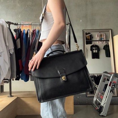 Vintage Coach Beekman Black Leather Briefcase