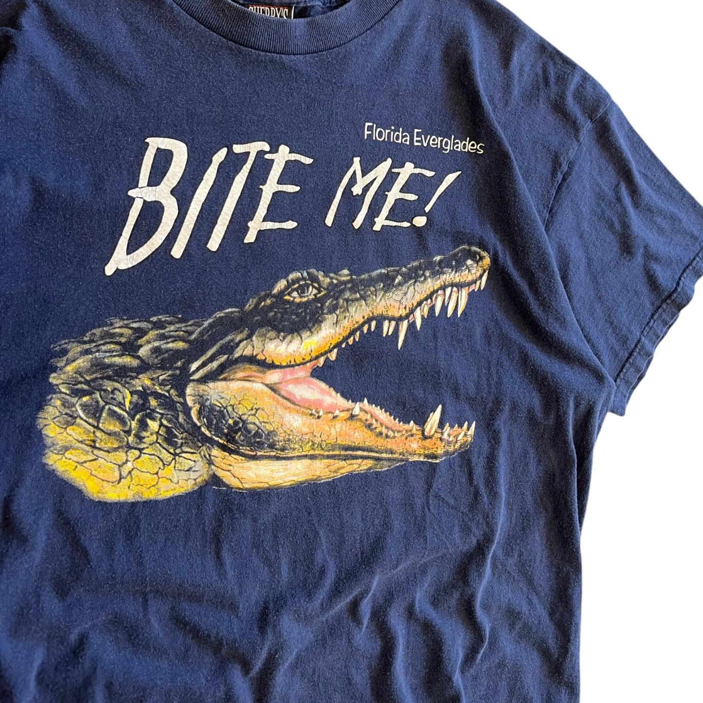 Vintage Florida Everglades Alligator Bite Me Navy T Shirt