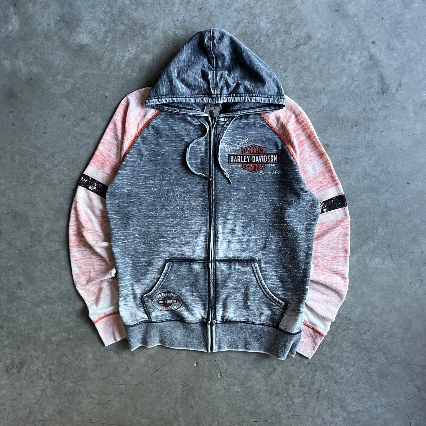 Y2K Harley Davison Women’s Rhinestone Logo Zip-Up