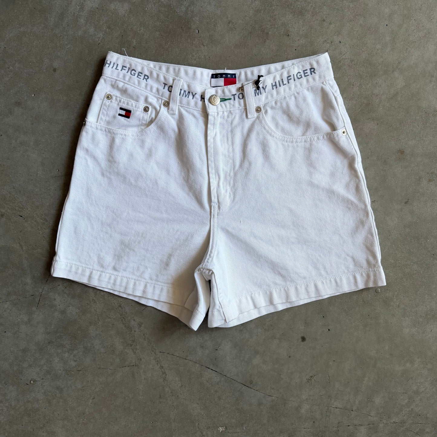Y2K Women’s Tommy Hilfiger Waist Spell-Out White Jorts