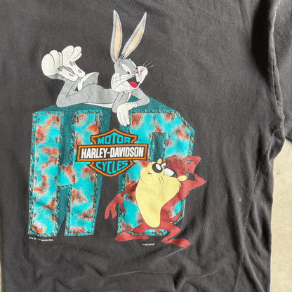 Vintage 90s Harley Davidson X Looney Tunes Bugs & Taz T Shirt