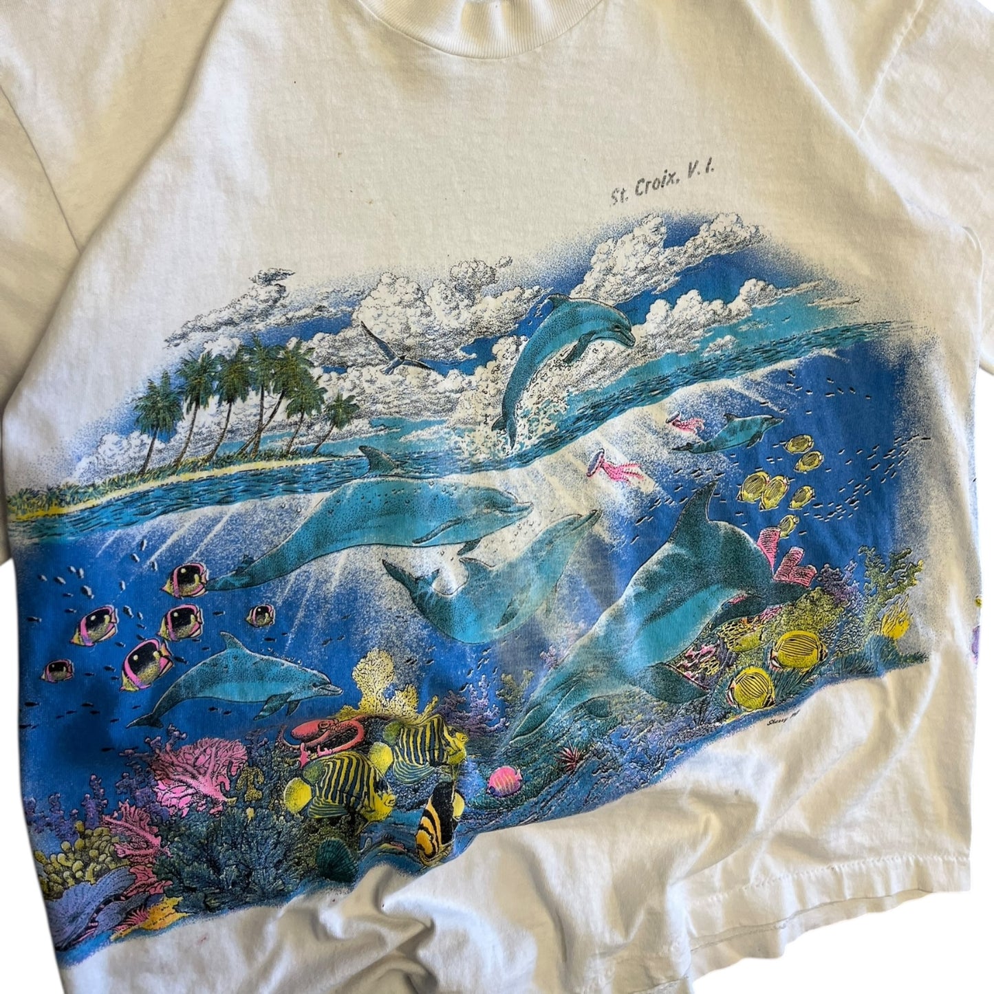 Vintage St. Croix Ocean Nature Wrap Around Tee