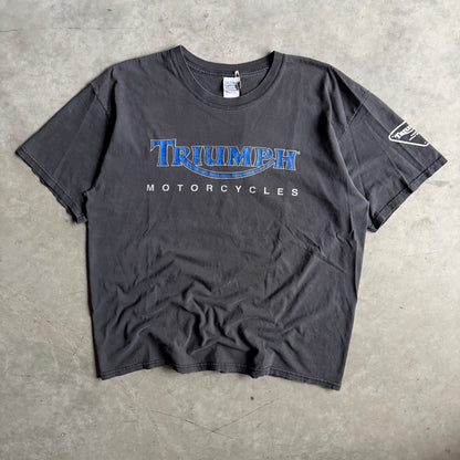 Vintage Triumph Motorcycles Spellout Faded Black Tee