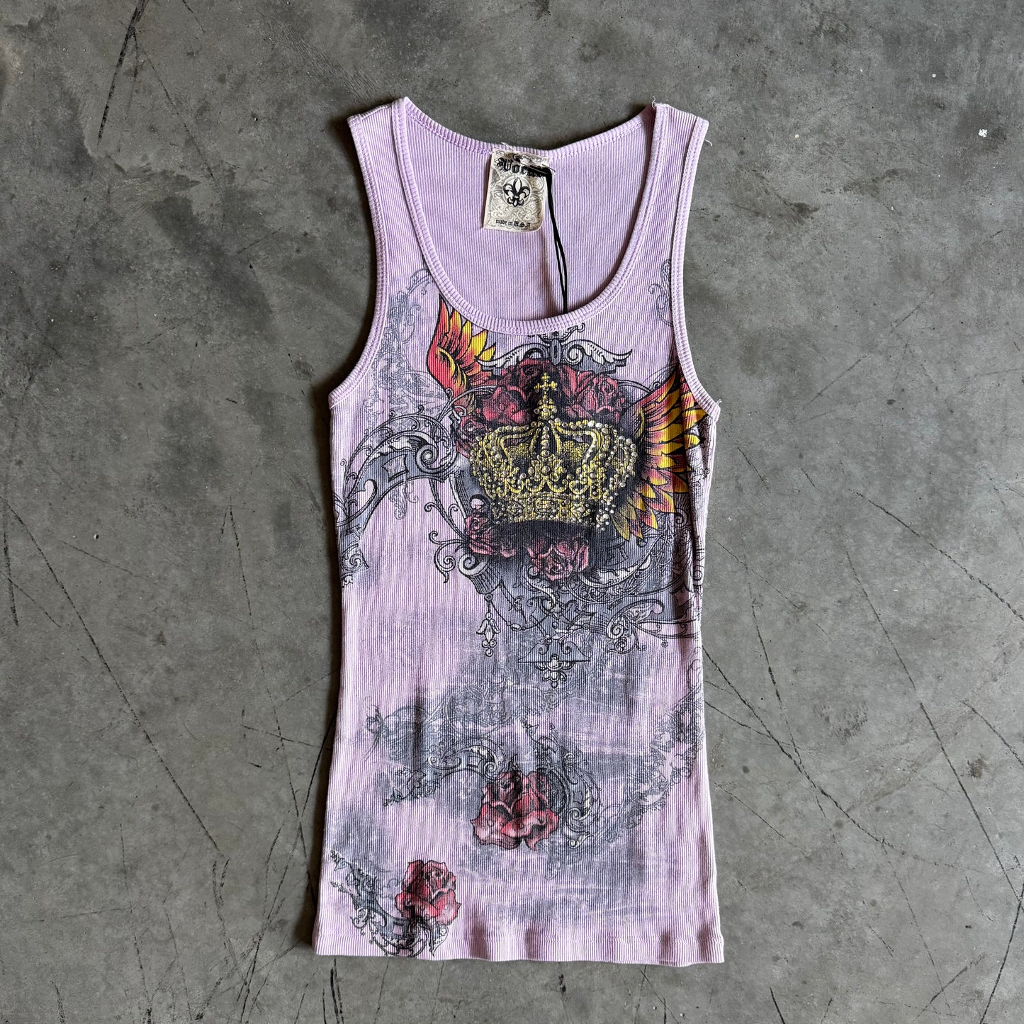 Y2K Vocal Pink Tattoo Rhinestone Grunge Tank