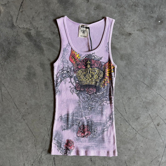 Y2K Vocal Pink Tattoo Rhinestone Grunge Tank