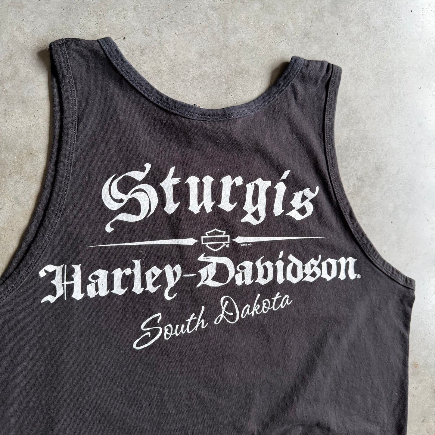 Harley Davidson Flaming Skull 2014 Sturgis Sleeveless Tee