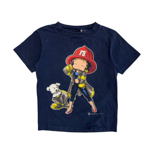Vintage Betty Boop Fire Fighter Navy Baby Tee