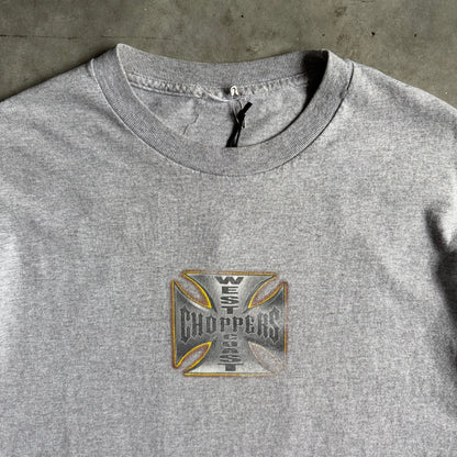 Y2K West Coast Choppers Long Beach Flame Chopper Grey T Shirt