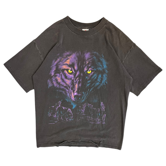 Vintage Night Wolf Faded Graphic Tee