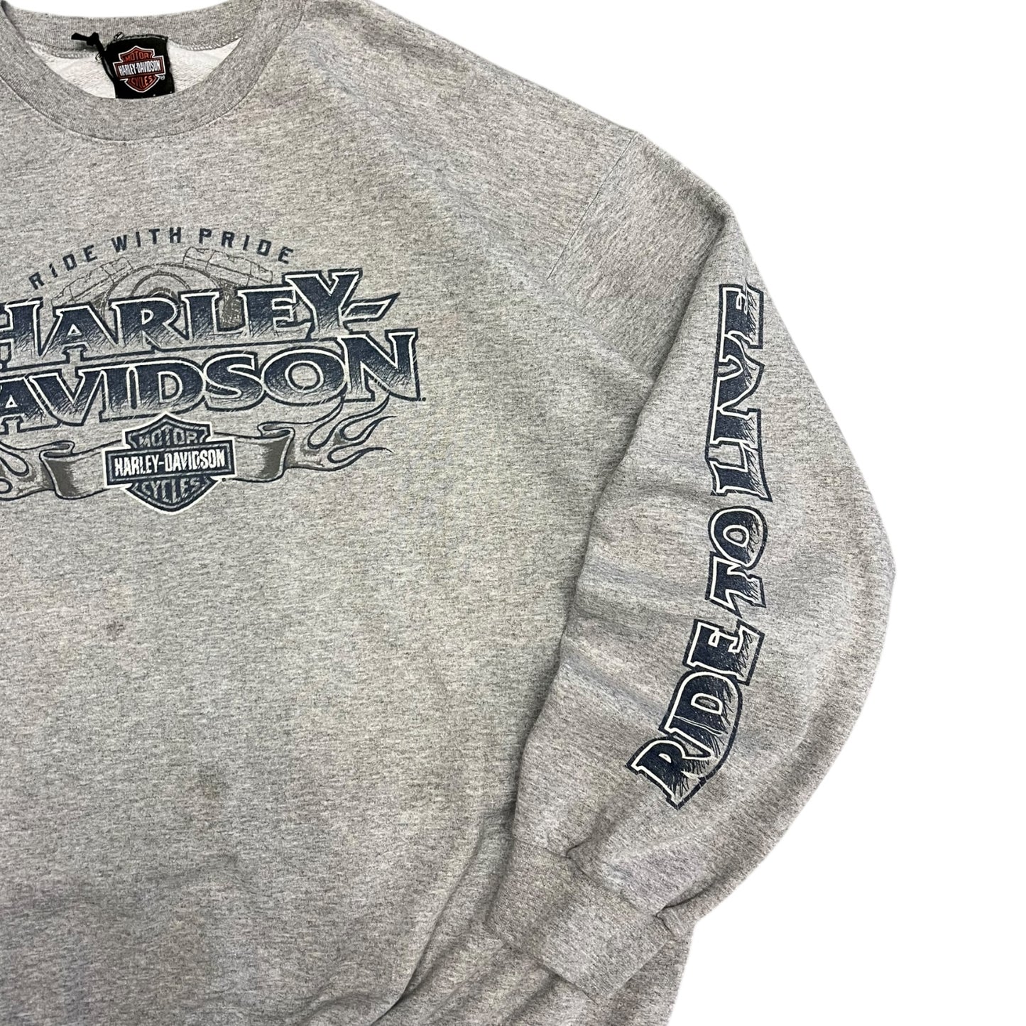 Y2K Harley Davidson Ride With Pride Grey Crewneck