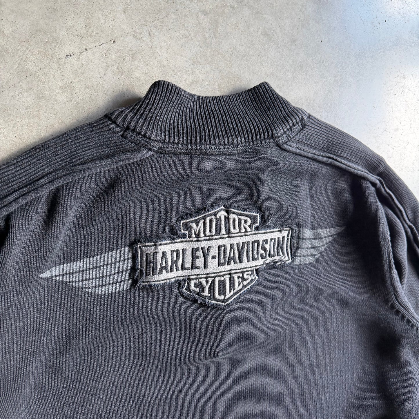 Y2K Harley Davidson Winged Logo Quarter Button Sweatshirt