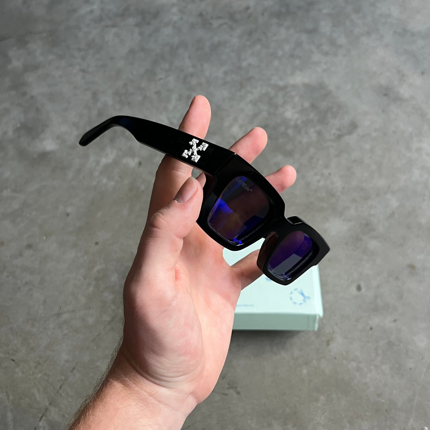 Off-White ‘OERI022’ Virgil Sunglasses Black w/ Blue Lens