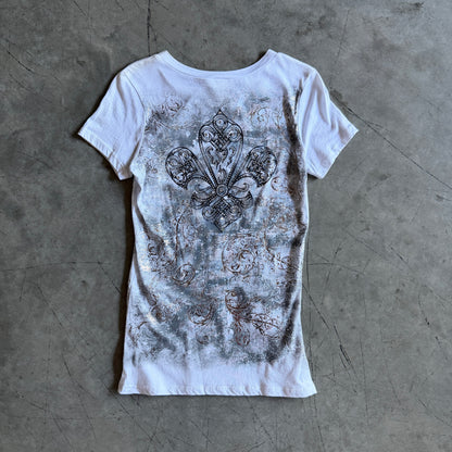 Y2K Vocal White/Silver Grunge Fleur Tee
