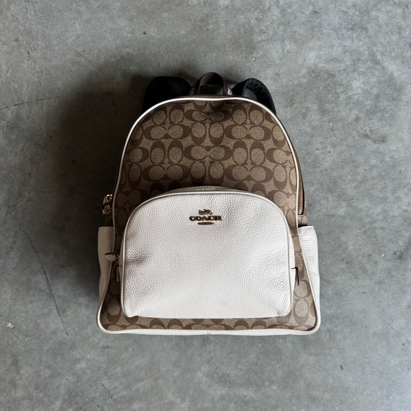 Coach Large Court Backpack Signature Canvas