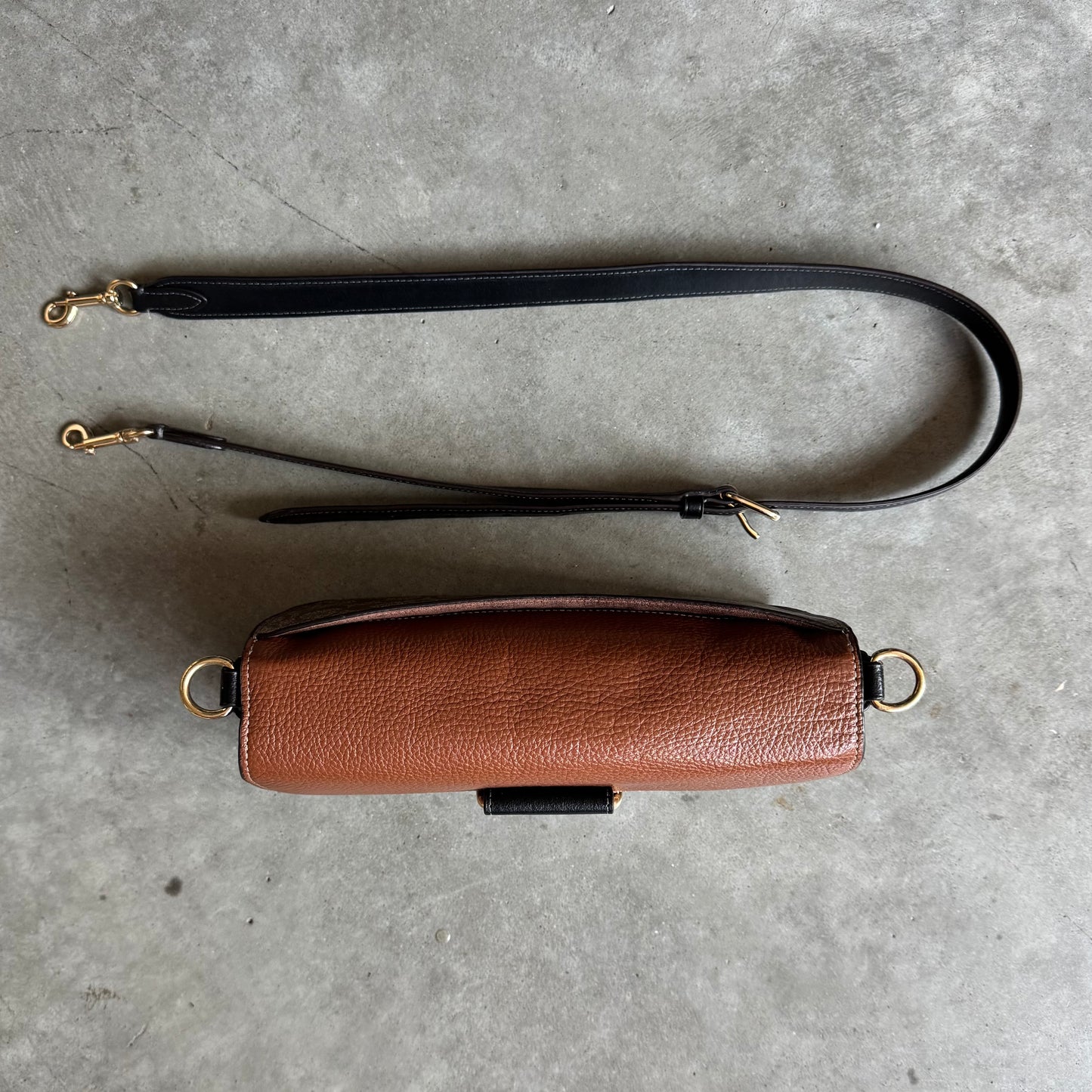 Coach Signature Morgan Bag Colorblock Khaki Pebble Leather