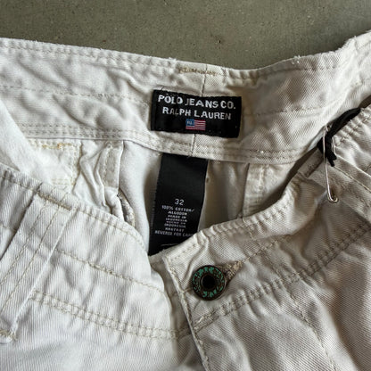 Y2K Polo Jeans Co Off White Baggy Cargo Shorts