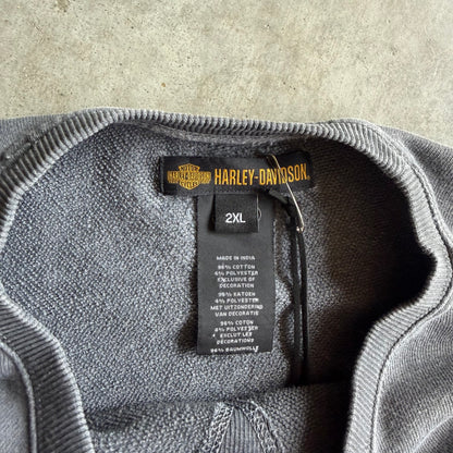 Vintage Harley Davidson Big Eagle Patch Gray Longsleeve