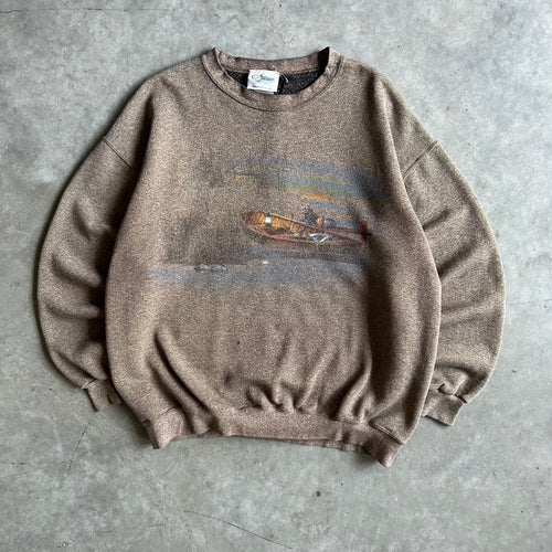 Vintage Faded Duck Hunting Boat & Dog Sweatshirt