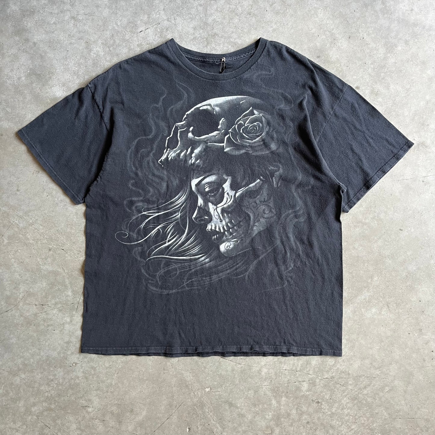 Y2K Liquid Blue Dia De Los Muertos Sugar Skull Tee