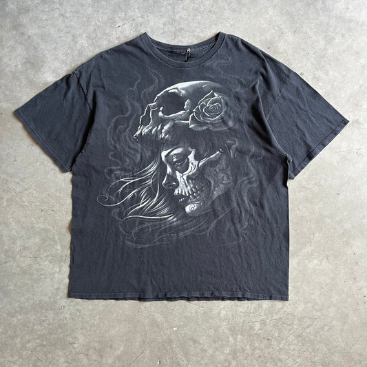 Y2K Liquid Blue Dia De Los Muertos Sugar Skull Tee