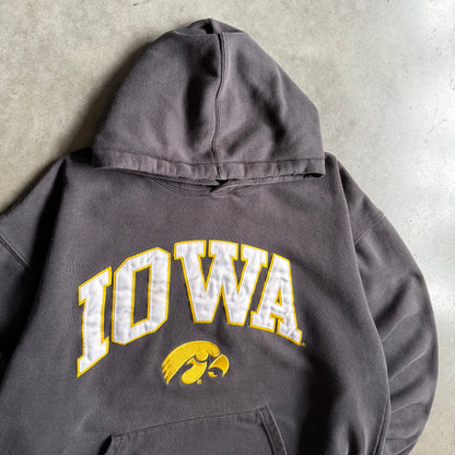Vintage Reebok Iowa Hawkeyes Gold & White Spell-Out Logo Hoodie